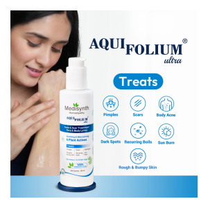 Aquifolium Ultra - 200ml Lotion | Homoeopathic Medicine for Acne, Pimples, and Clear Skin